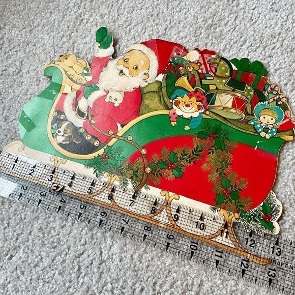 Set of 4 Holiday Christmas Diecuts by Eureka U.S.A. Candy cane Santa/Sleigh Caro - Picture 10 of 13